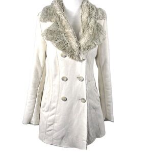 Y2K New York Company Jacket Classic Faux Vintage Fur CollarCream Color XS